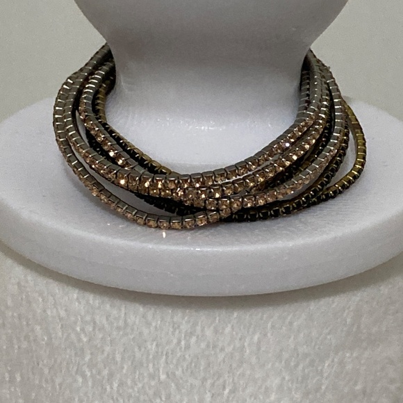 Set 8 Sparkle Champagne and Black Rhinestone Bracelets - Picture 4 of 8